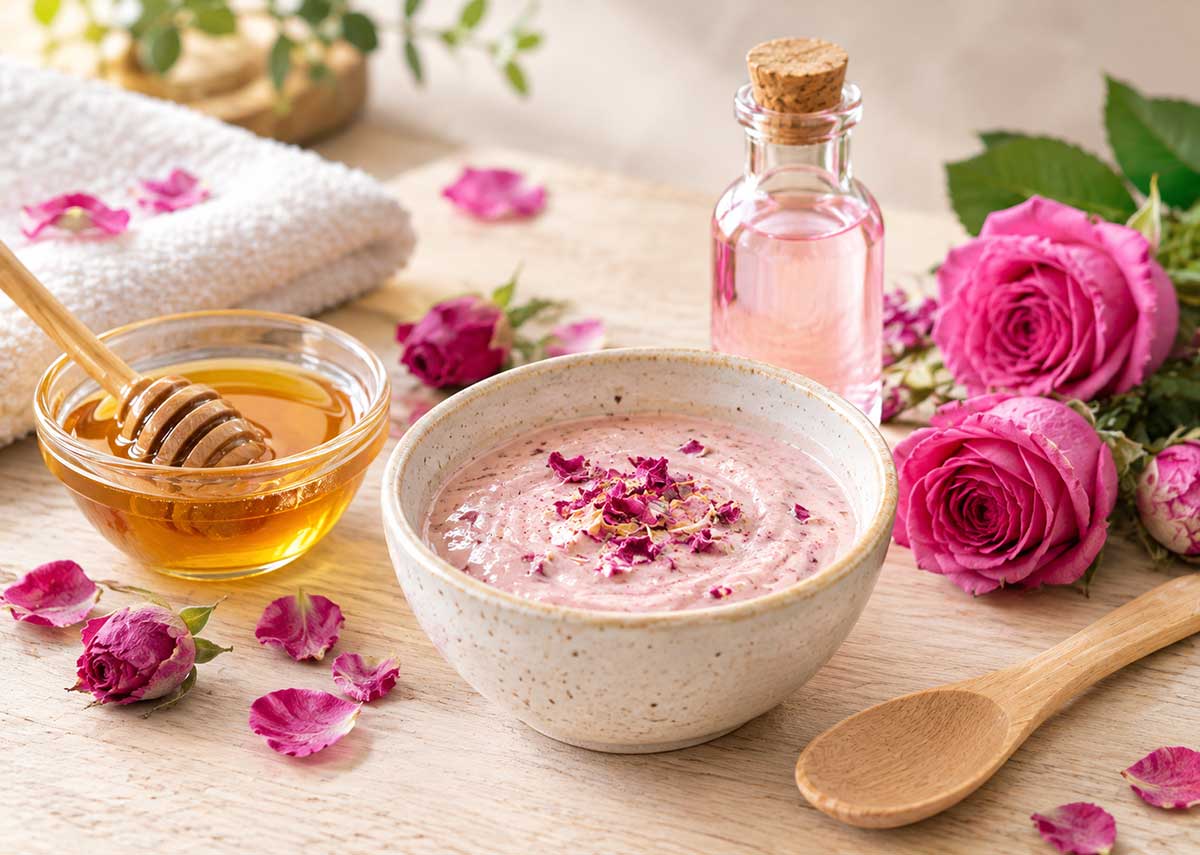 ماسک خانگی گلاب و عسل برای پوست