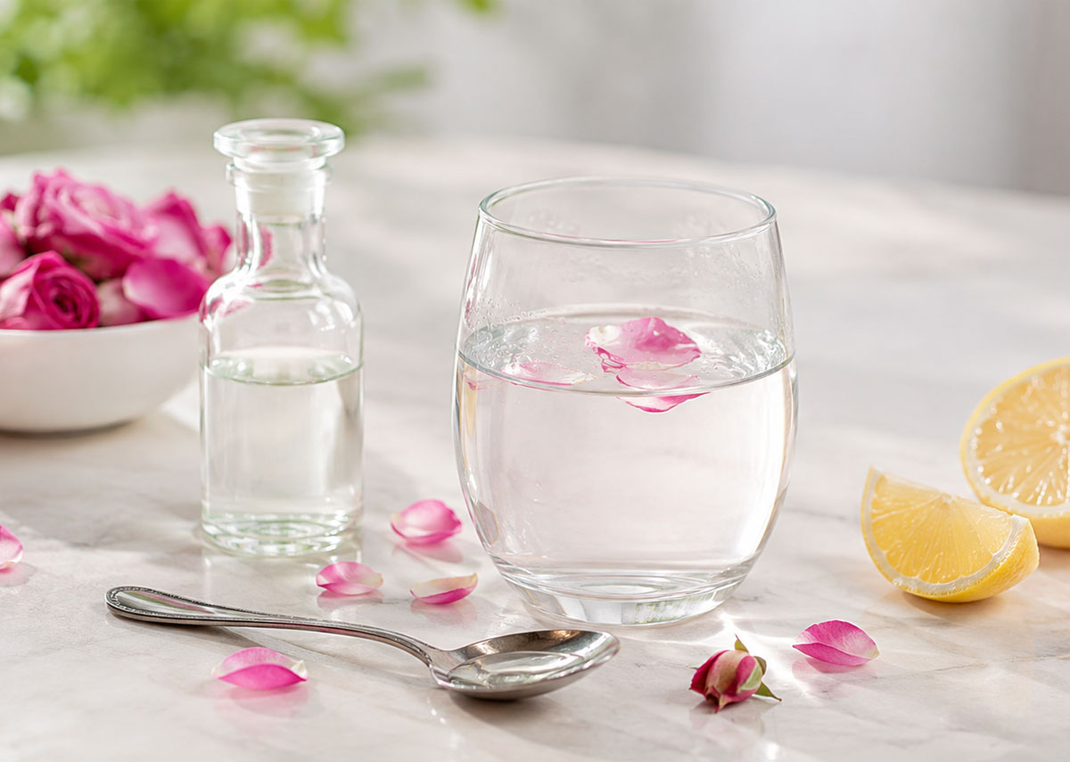 یک لیوان آب و گلاب کم کالری برای رژیم کاهش وزن