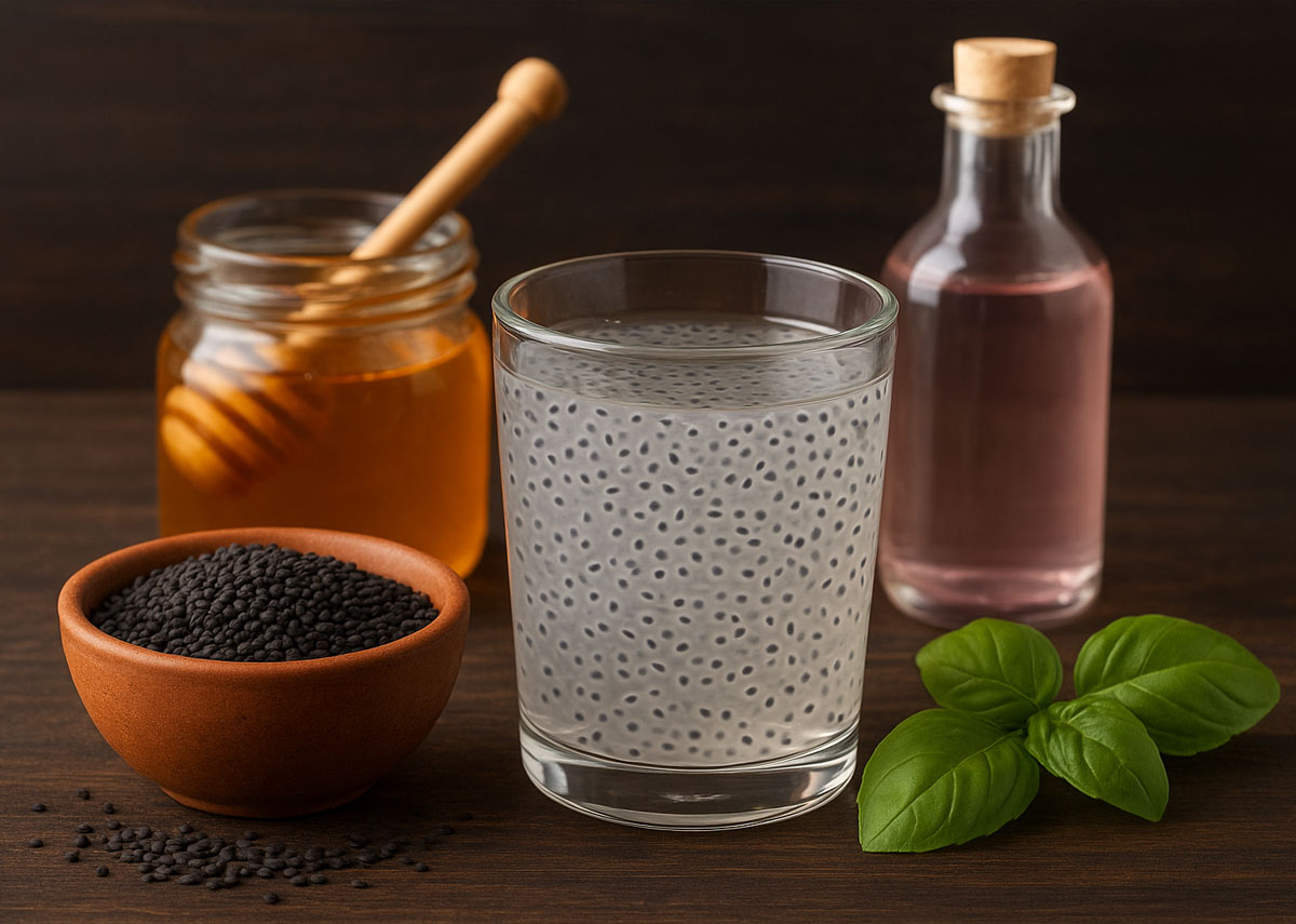 ترکیب تخم ریحان با عسل و گلاب برای آرامش اعصاب و کاهش استرس