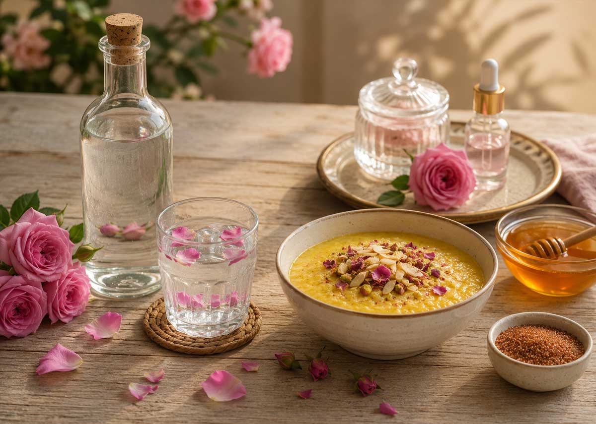 کاربردهای گلاب در آشپزی نوشیدنی و مراقبت از پوست